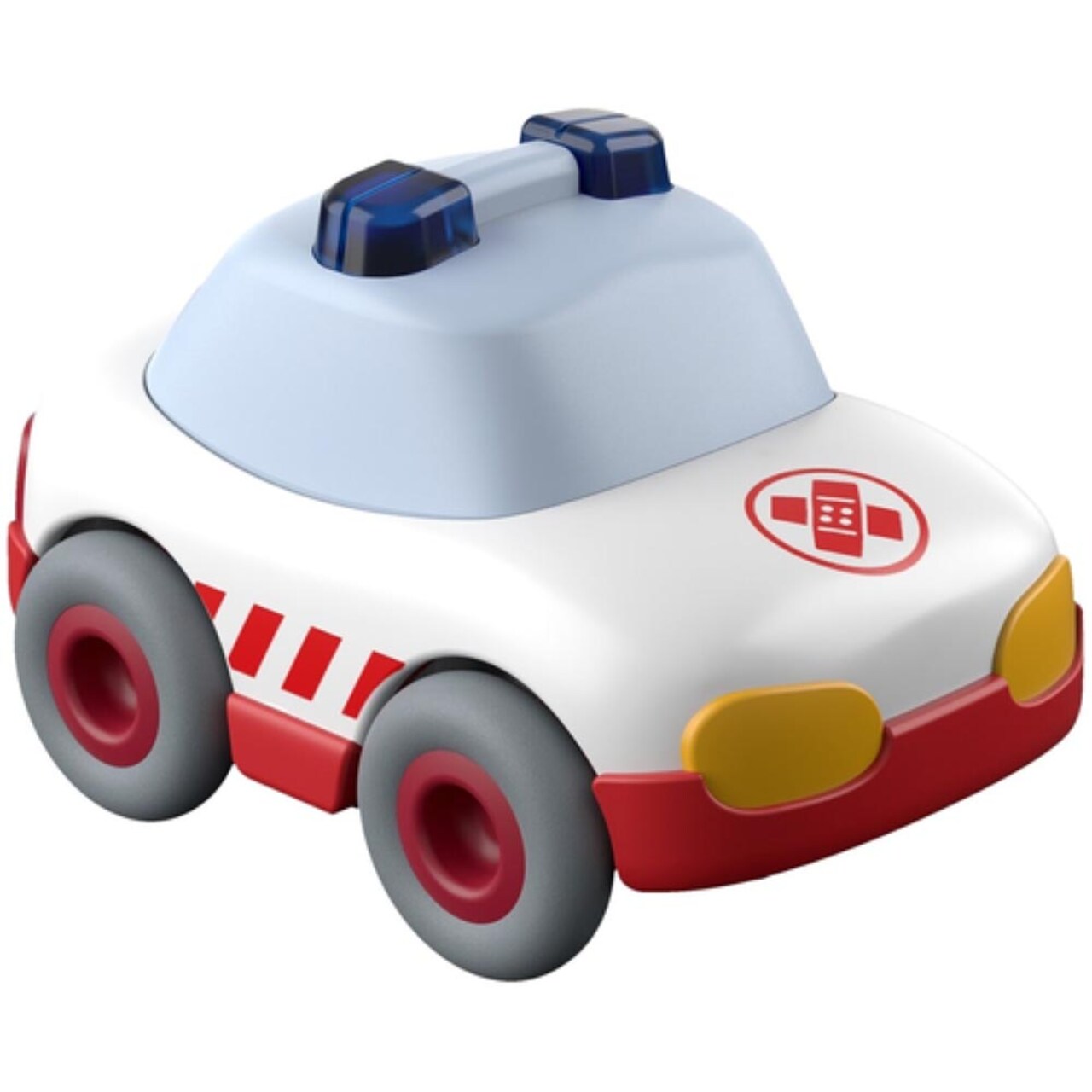 HABA Toddler Rescue Car Toy with Momentum Motor - Kullerbu Ambulance Push and Go Cars for Kids 2+, Rescue Toy Cars for 3 Year Old Boys and Girls
